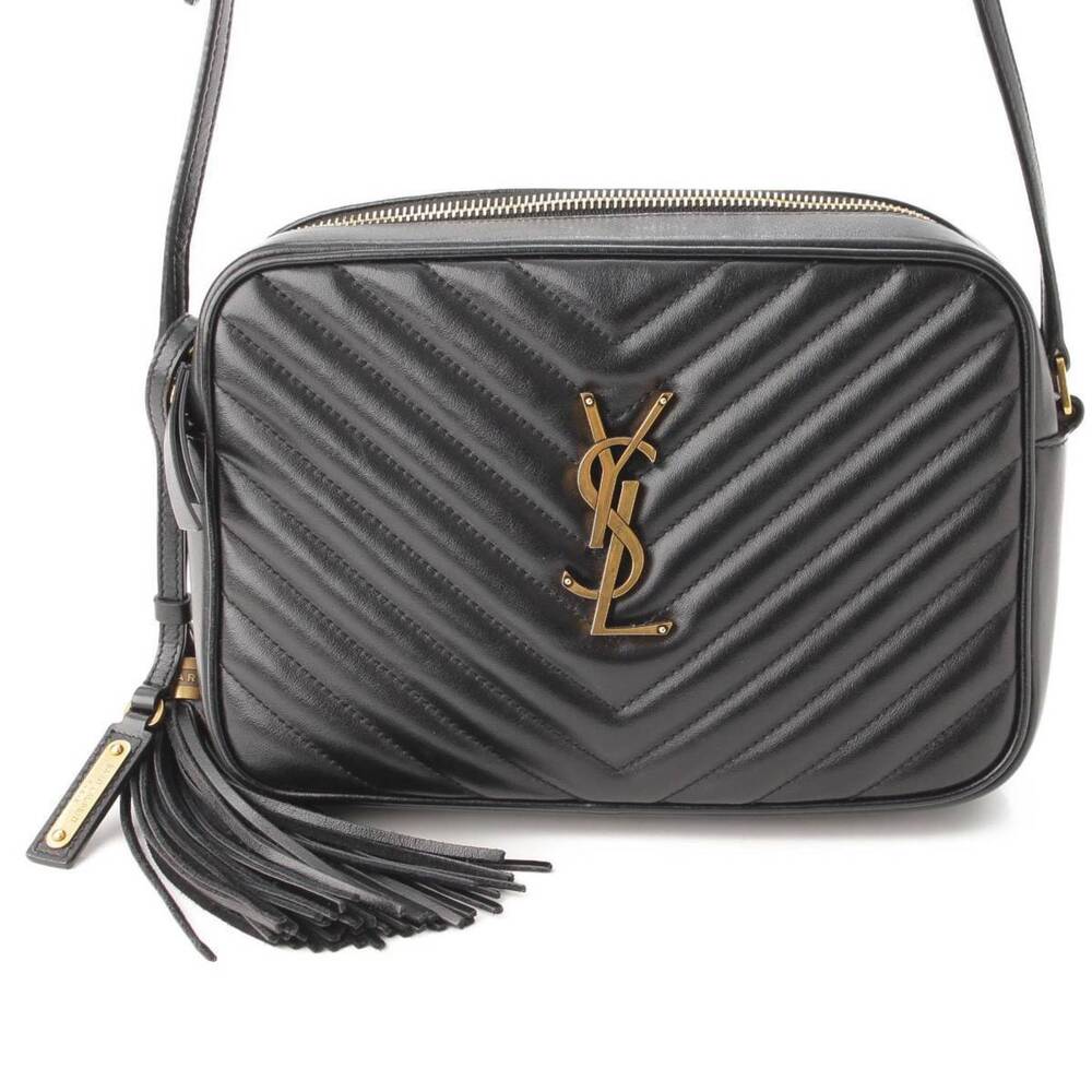 Saint Laurent Lou Leather Camera Shoulder Bag Charm Black